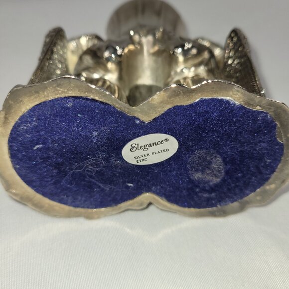 Candle Holder Silver Plate Zinc Two Angels Candle Holder Metal Candlestick - Picture 3 of 3